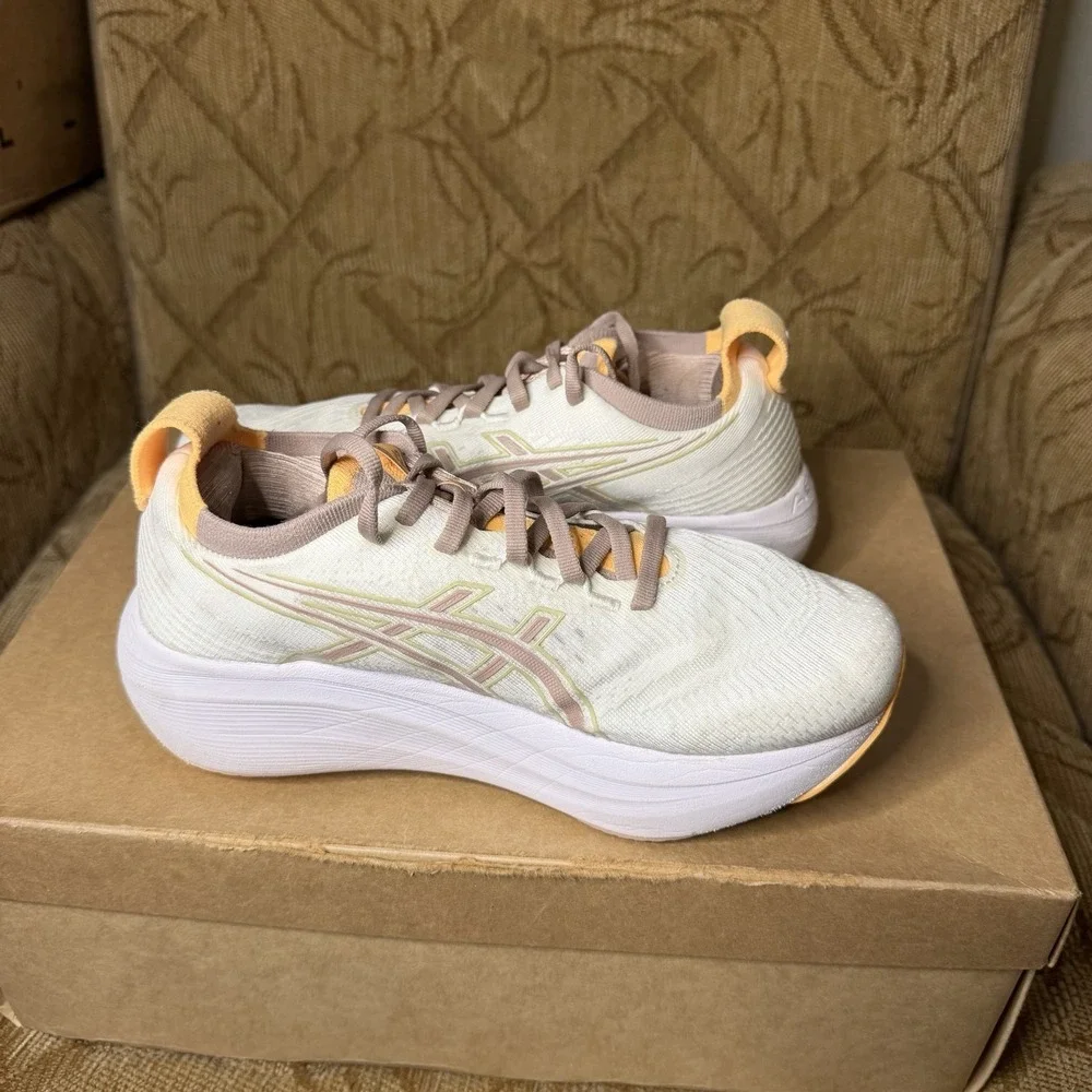 ASICS Gel-Nimbus 27 White Fawn 1012B753-103 Women's Size 6.5 Running Shoes